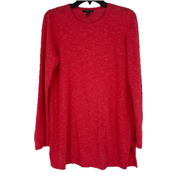 Eileen Fisher Lightweight Sweater Red Organic Linen Cotton Minimalist Size SP - Picture 1 of 10